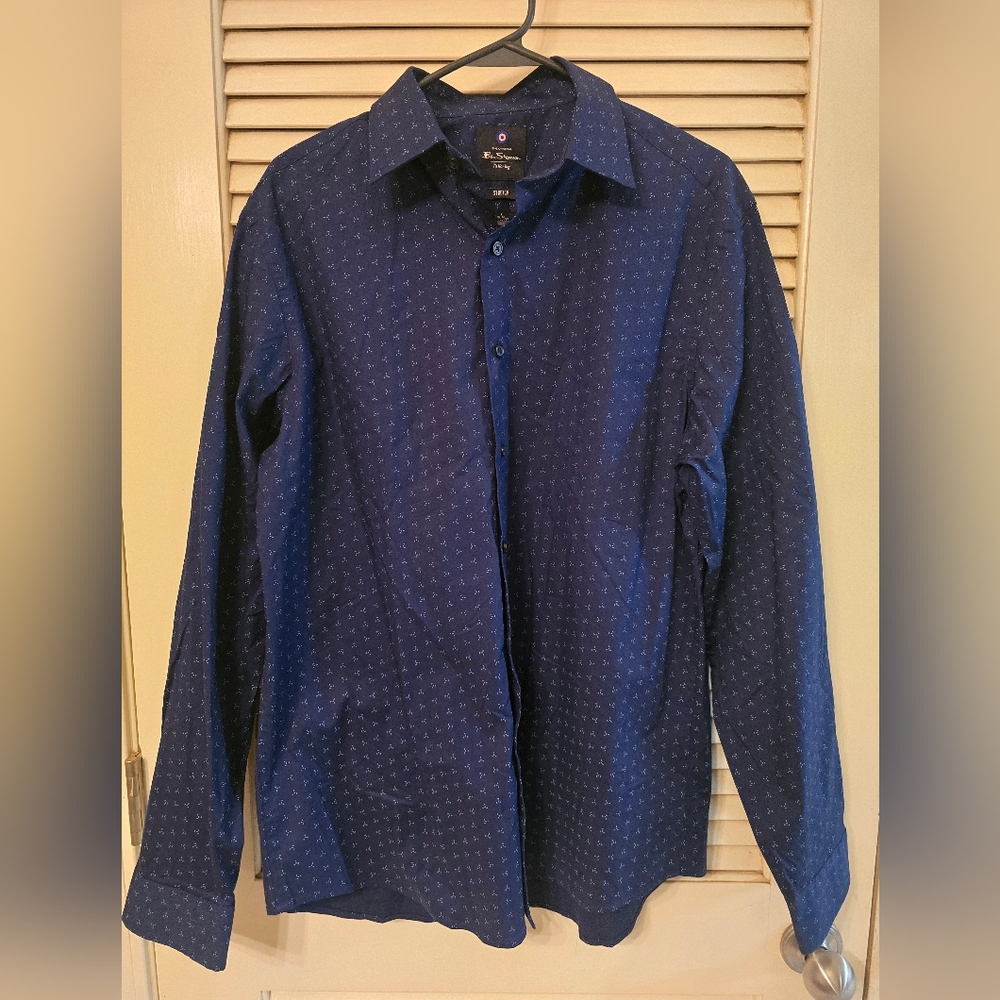 Ben Sherman Navy Patterned Button Down Shirt - image 1